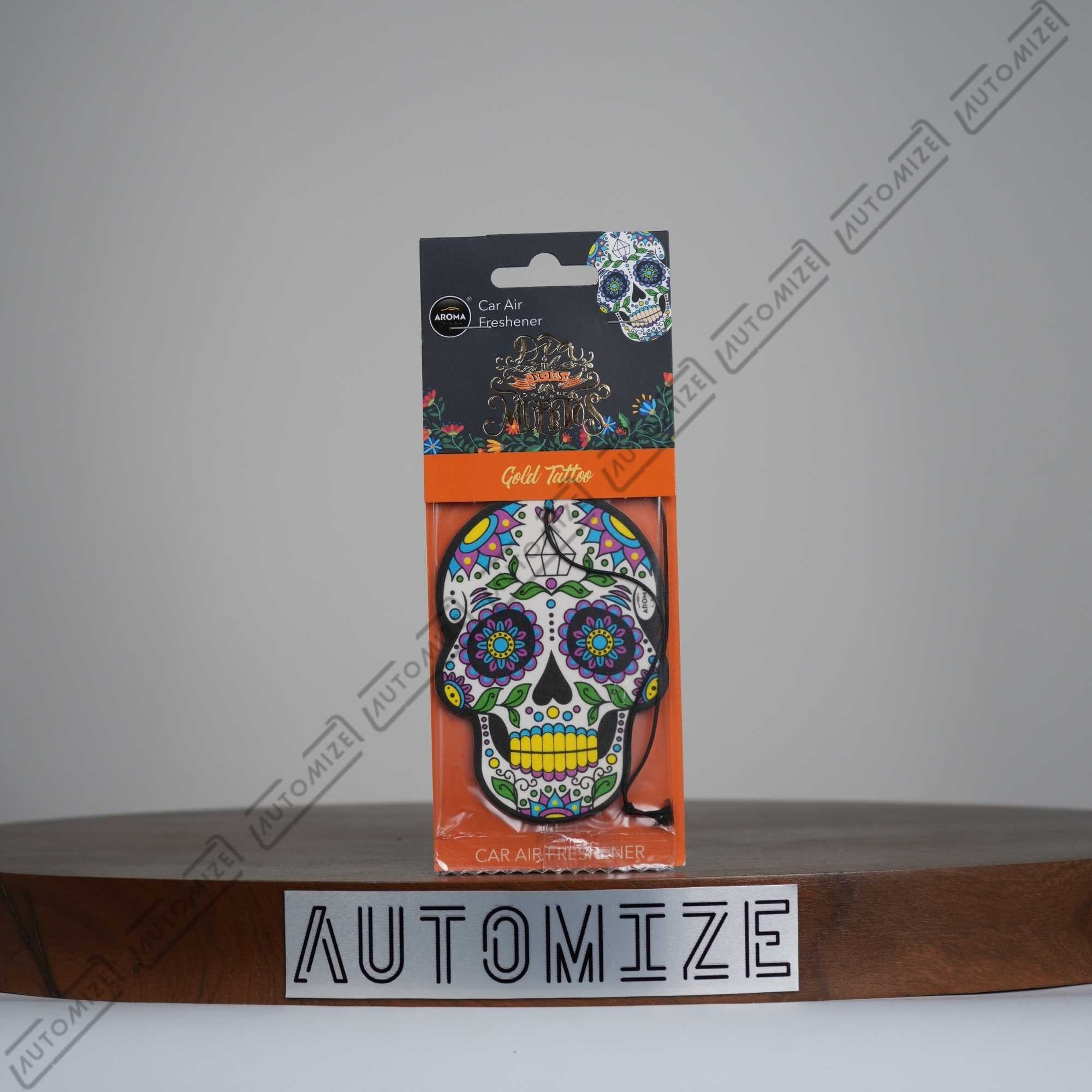 Aroma Car Air Freshener Day of The Dead - Gold Tattoo