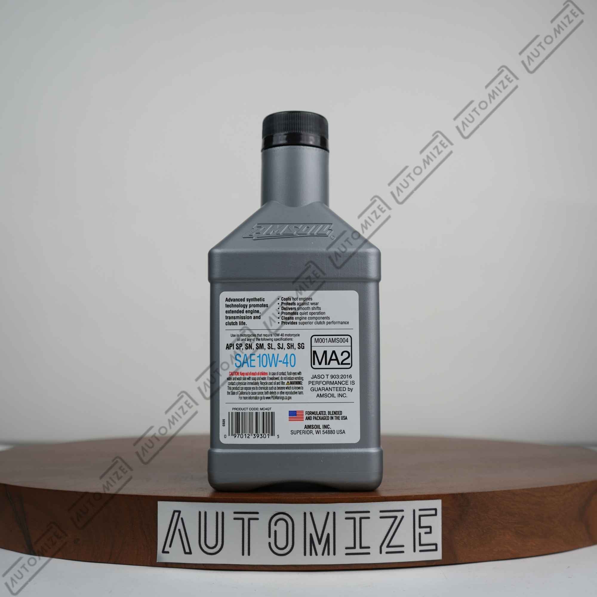 Amsoil 100% Synthetic SAE 10W-40 4T Performance Motorcycle Oil (946ml)