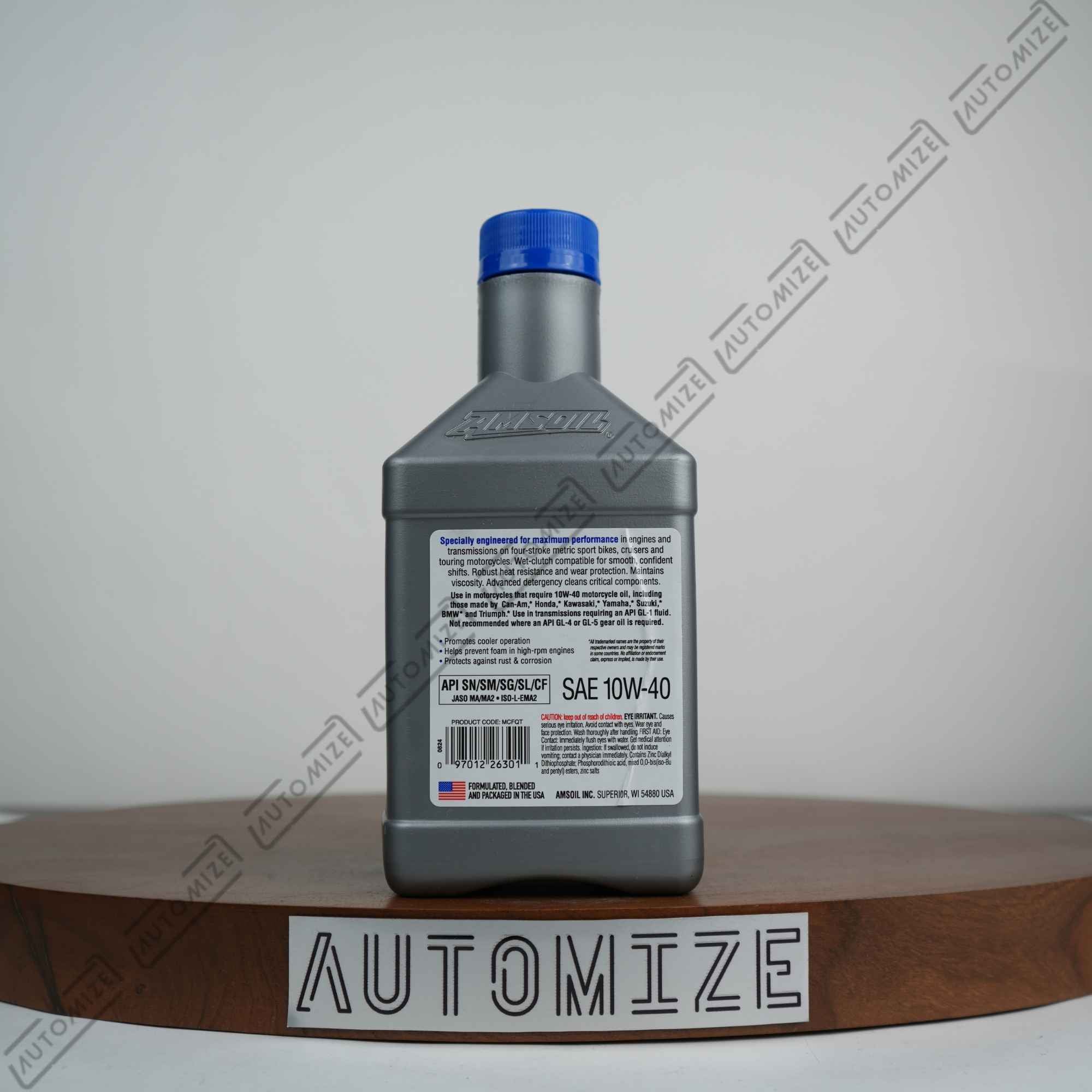 Amsoil 100% Synthetic Metric Motorcycle Oil SAE 10W-40 (946ml)