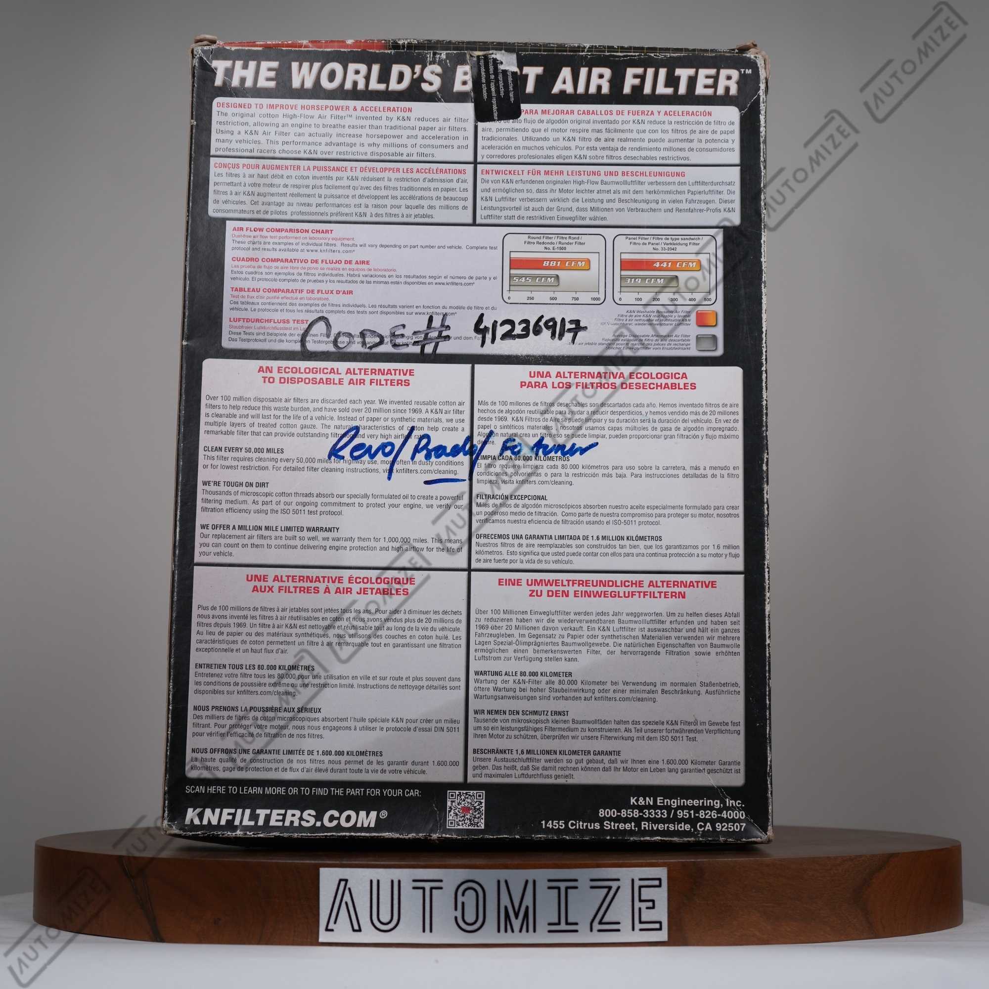 K&N High Flow Air Filter 33-2146