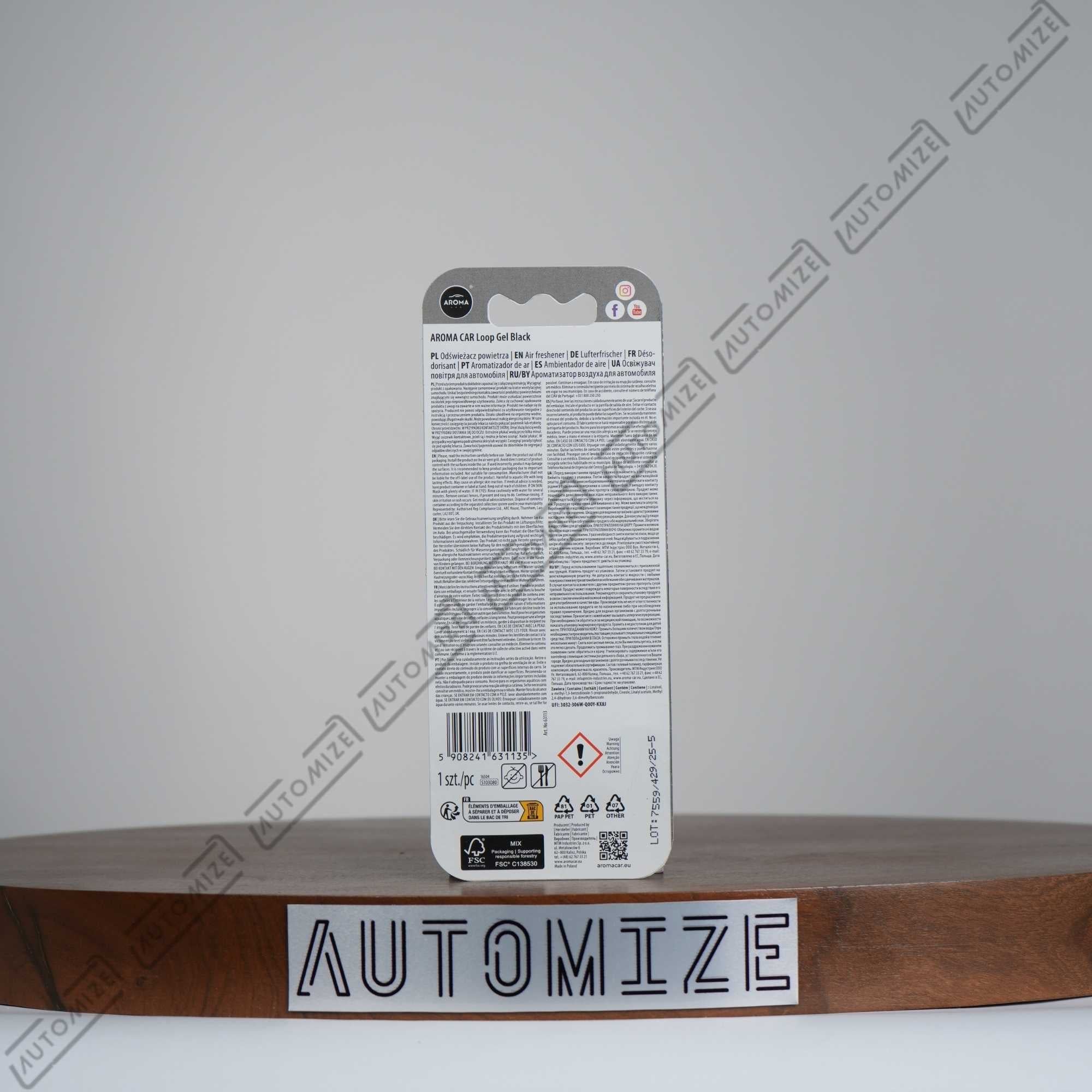 Aroma Car Air Freshener Loop - Black