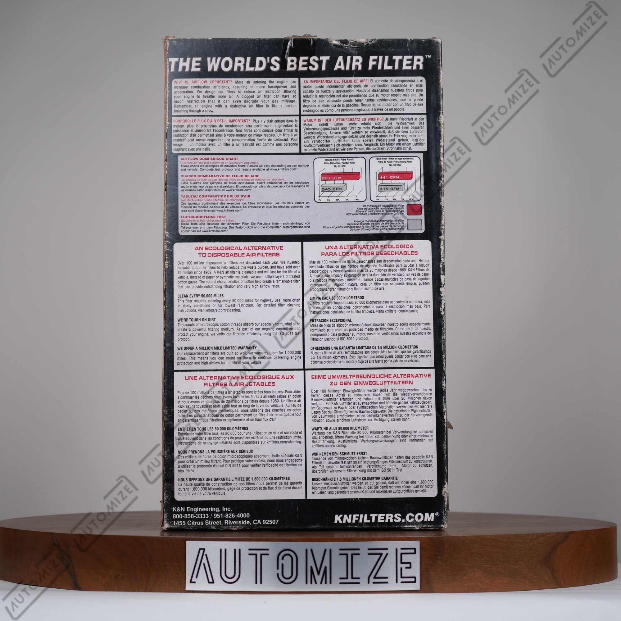 K&N High Flow Air Filter Washable and Reusable 33-2254