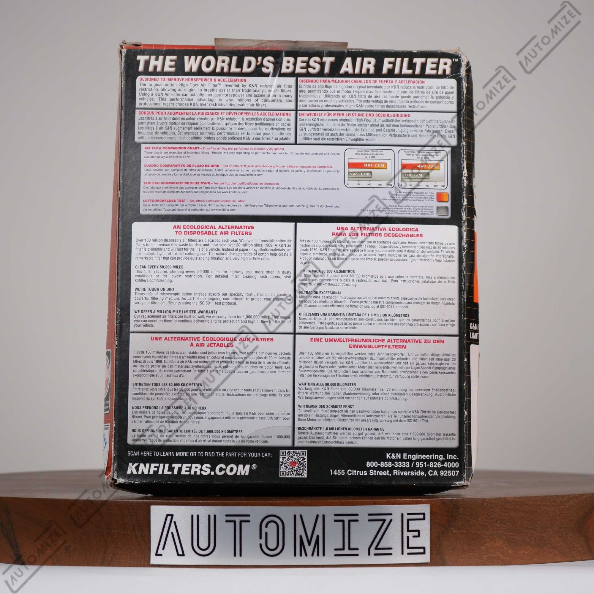 K&N High Flow Air Filter Washable and Reusable 33-2422