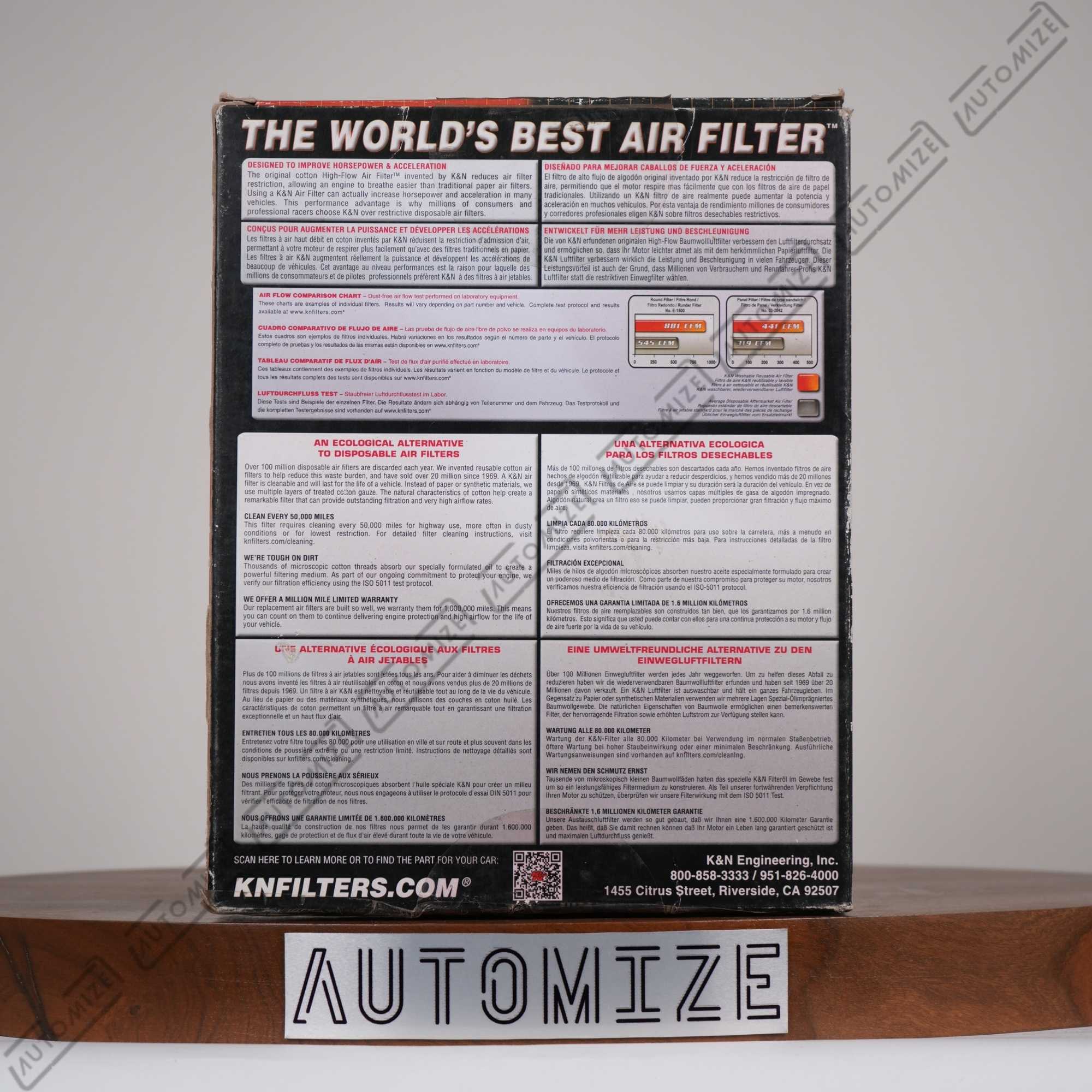 K&N High Flow Air Filter Washable and Reusable 33-2826