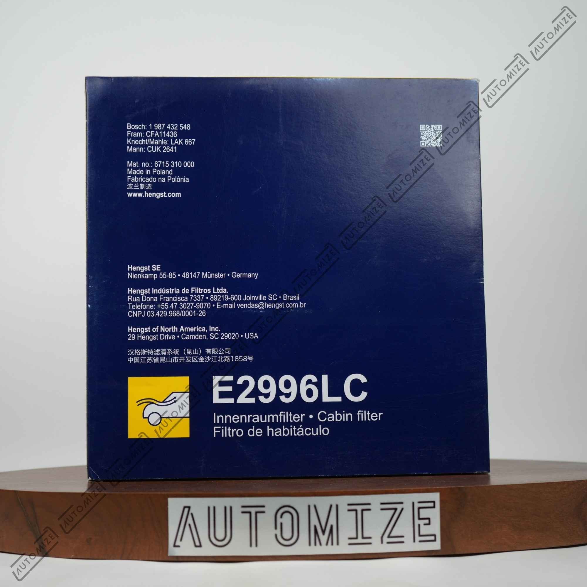 Hengst Cabin Filter E2996LC