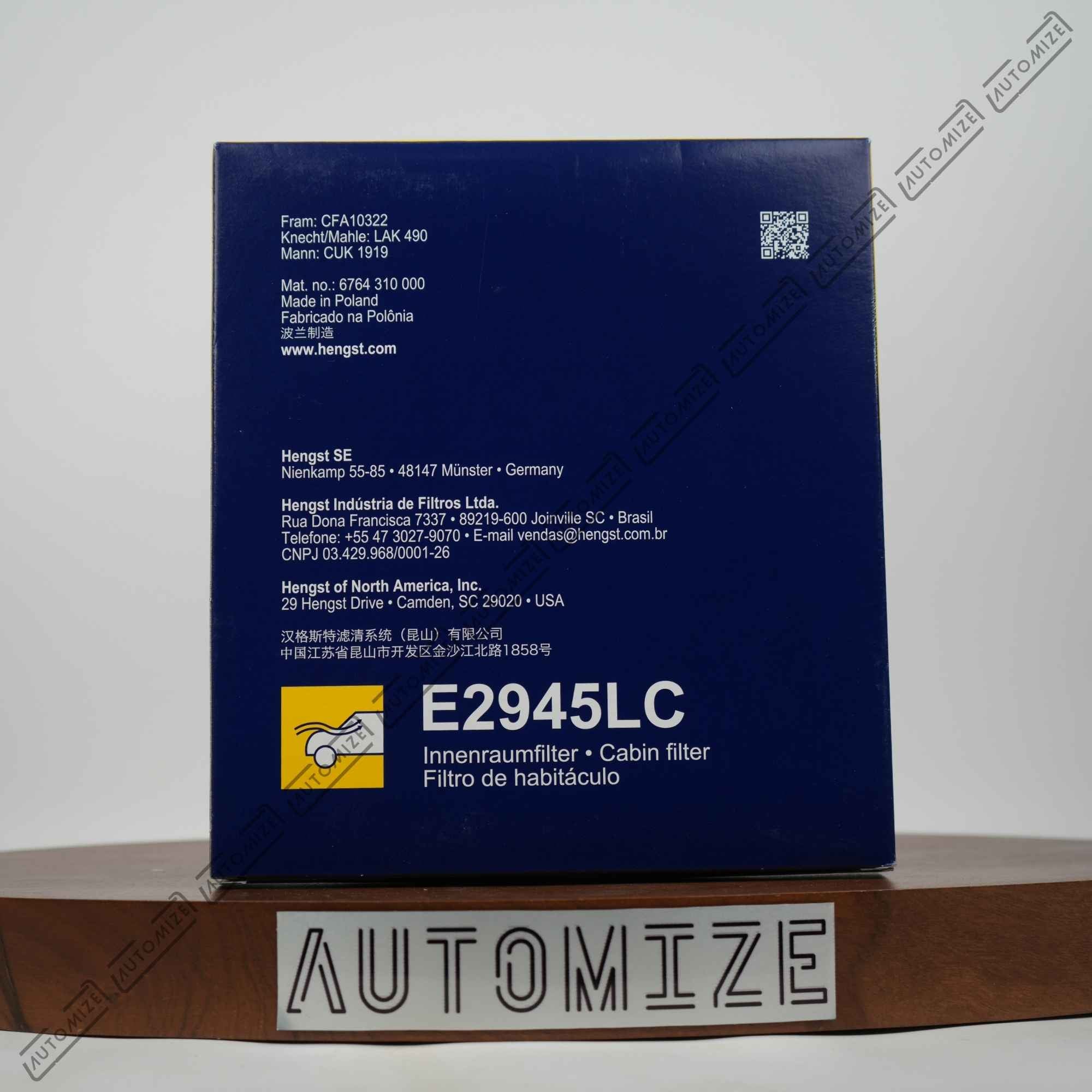 Hengst Cabin Filter E2945LC