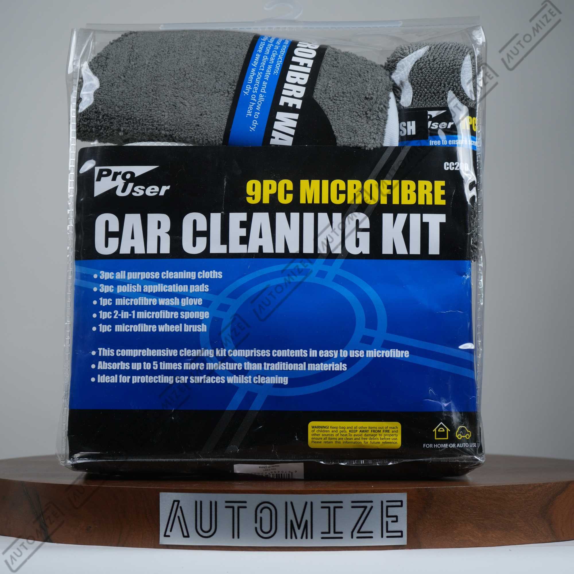 Pro User 9 Pc Microfibre Car Cleaning Kit