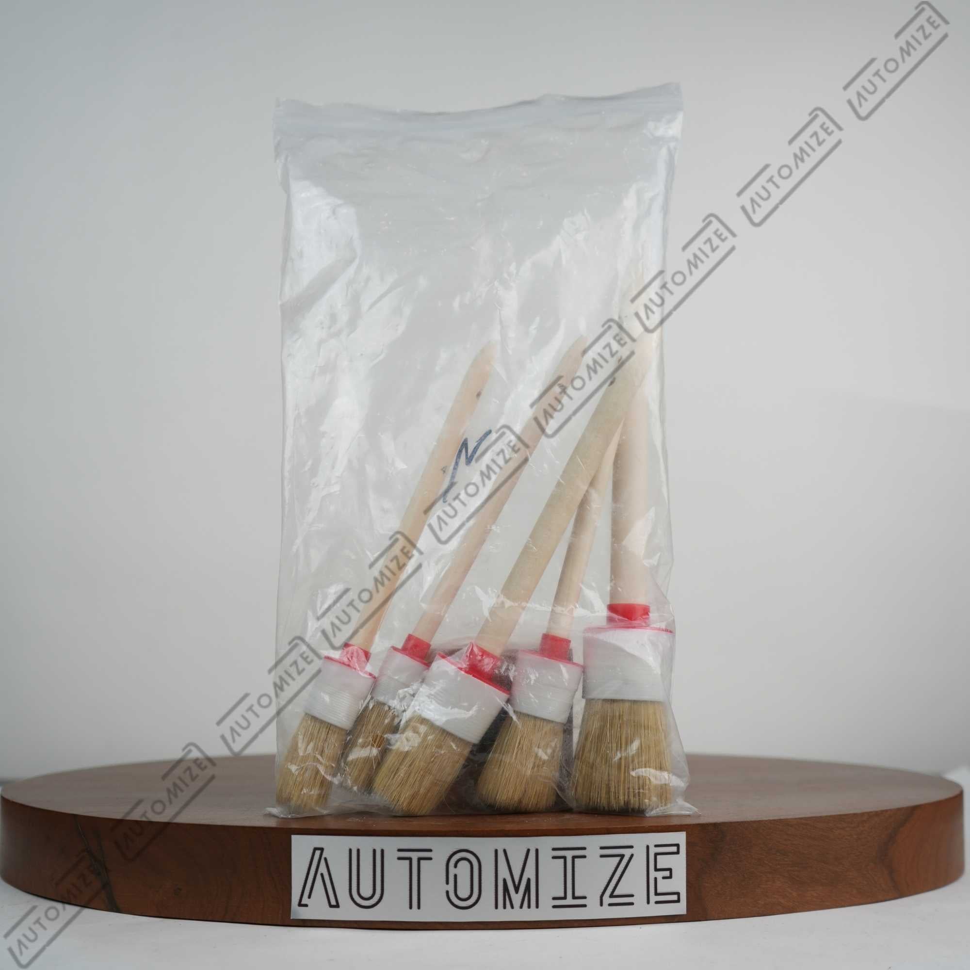 Automize Detailing - Beige Wooden Horse Hair Brush Set of 5
