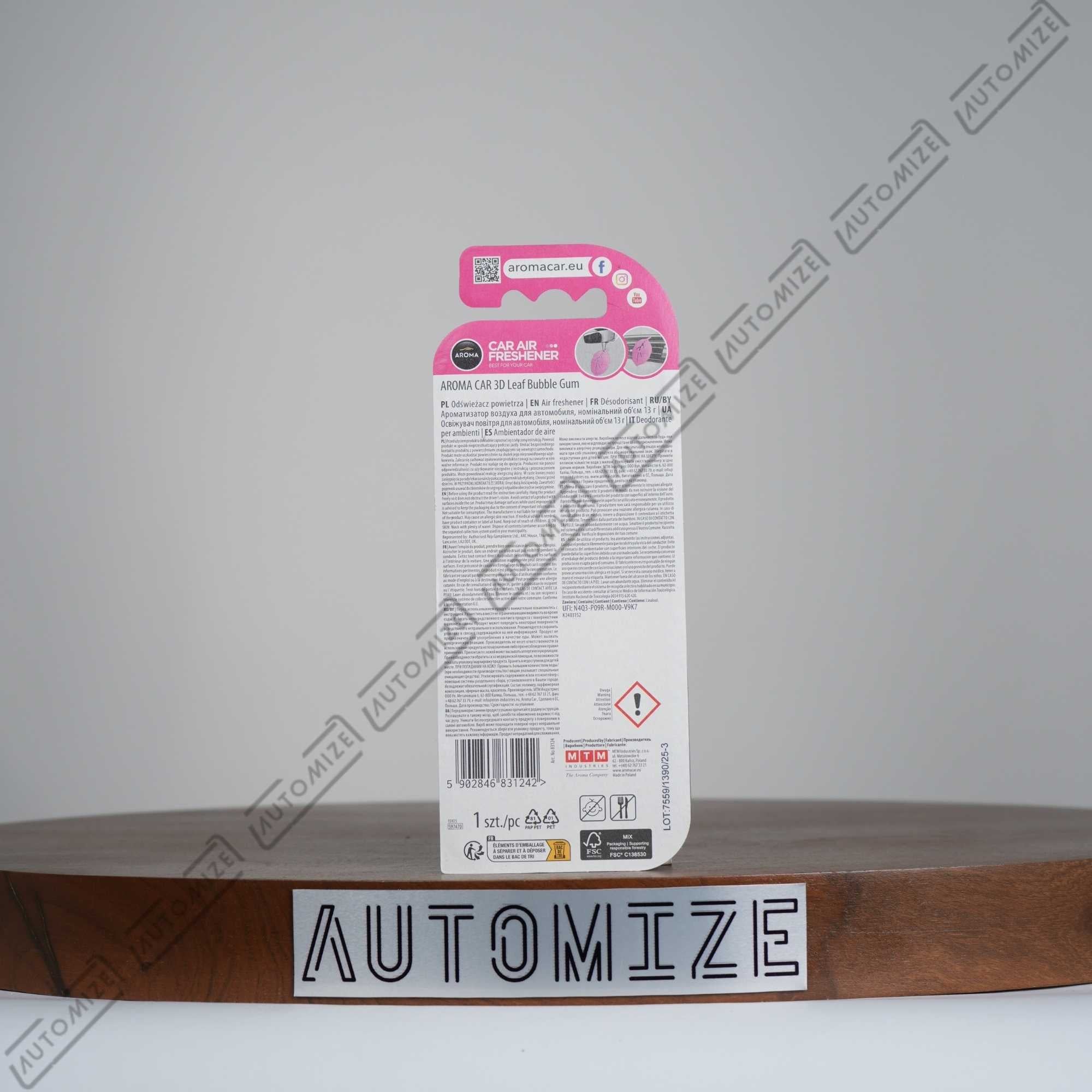 Aroma Car Air Freshener 3D Leaf - Bubble Gum