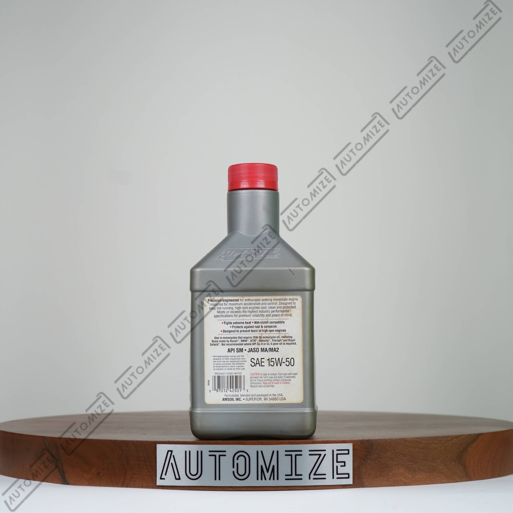 Amsoil 100% Synthetic Metric Motorcycle Oil SAE 15W - 50 (946ml) - Automize