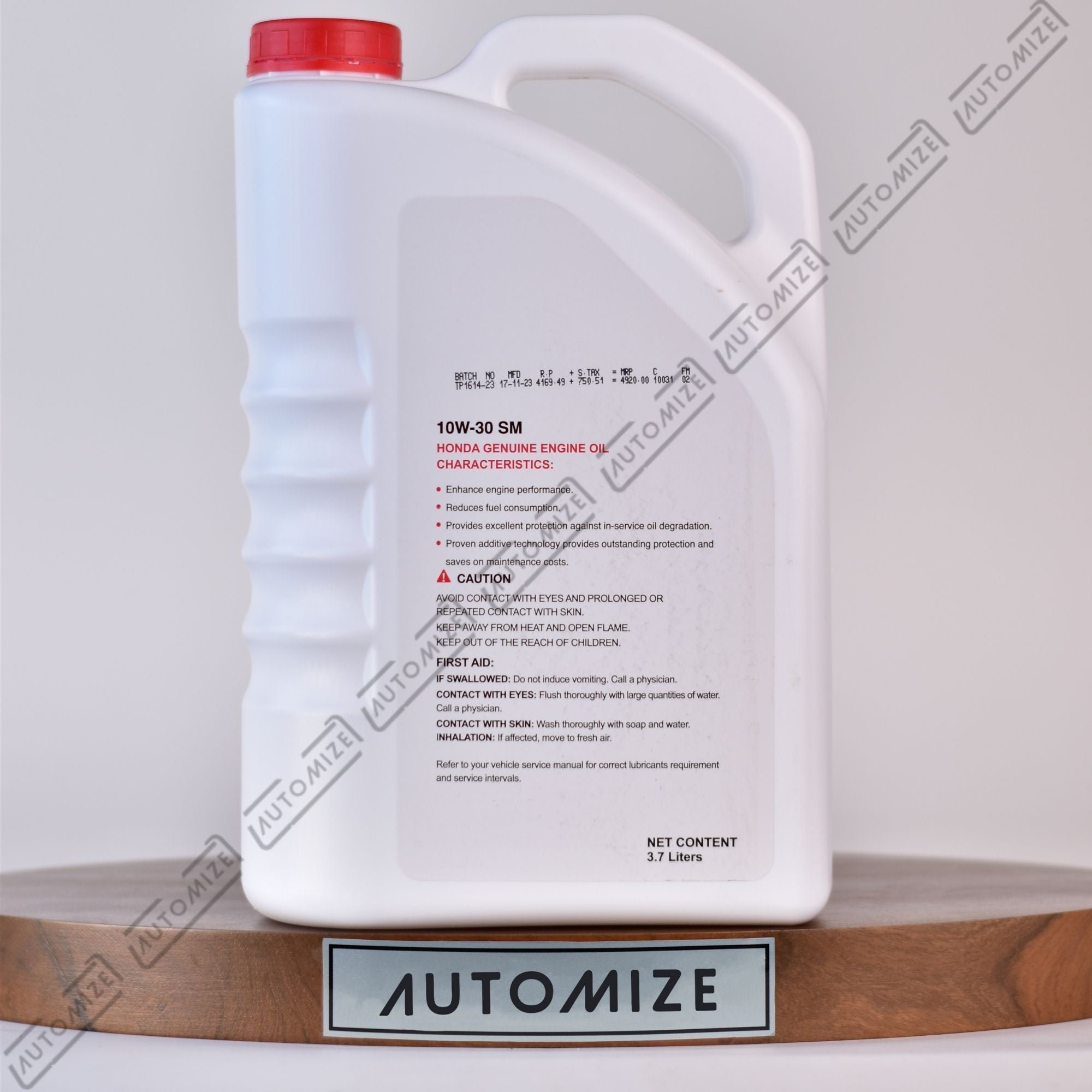 Honda SM 10W - 30 Genuine Engine Oil (3.7l) - Automize