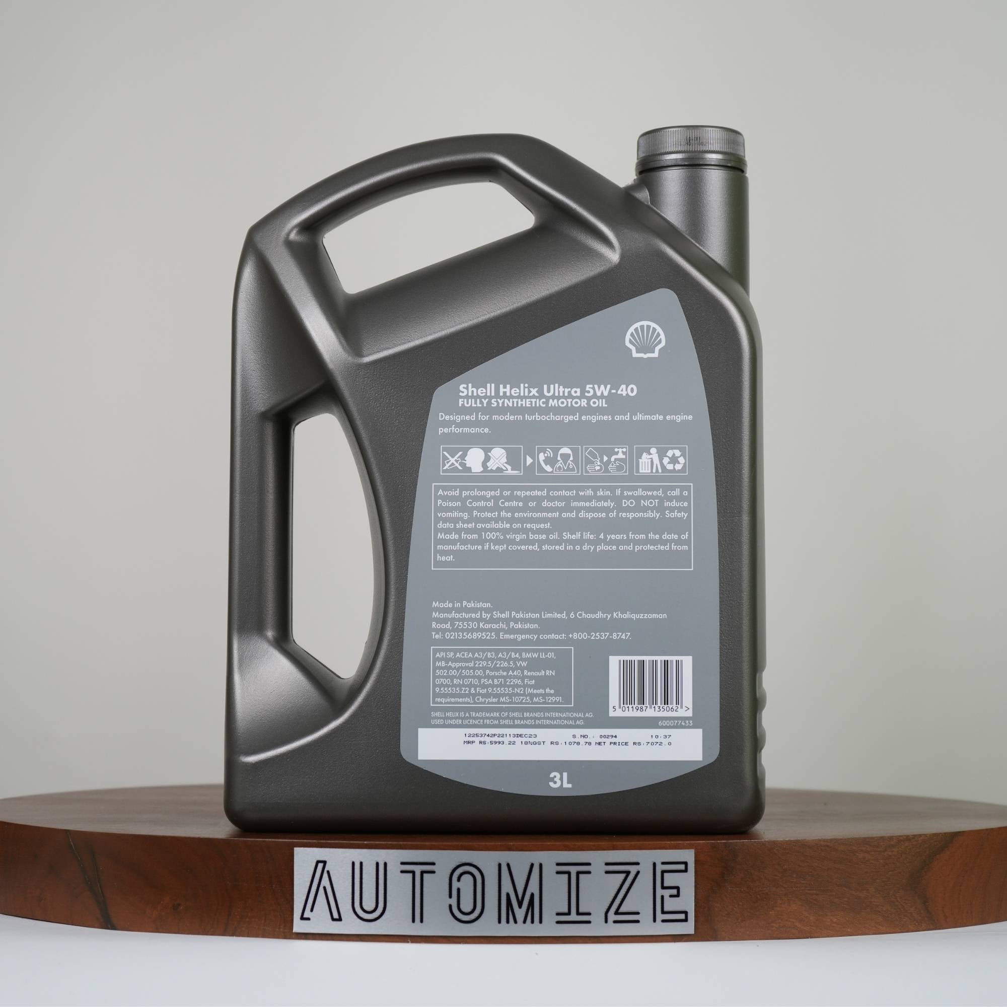 Shell Helix Ultra SP 5W - 40 Fully Synthetic for Gasoline Engines (3l) - Automize