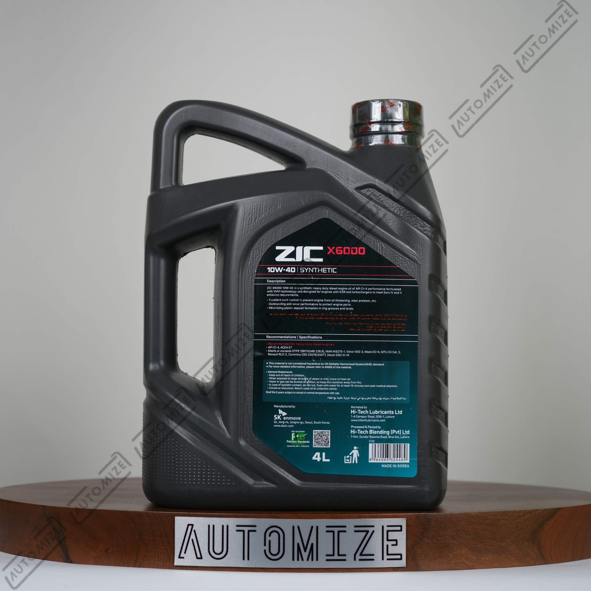 ZIC X6000 10W - 40 Synthetic for Heavy Diesel Engine (4l) - Automize