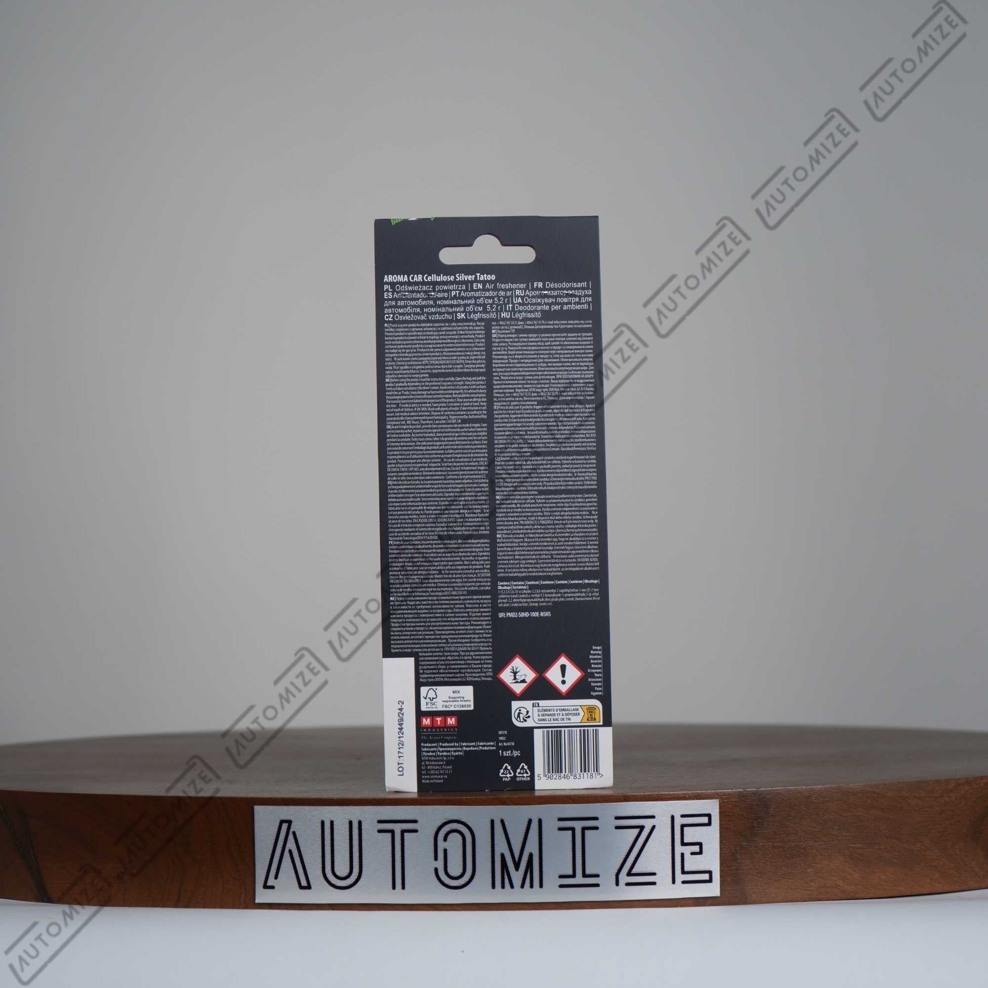 Aroma Car Air Freshener Day of The Dead - Silver Tattoo