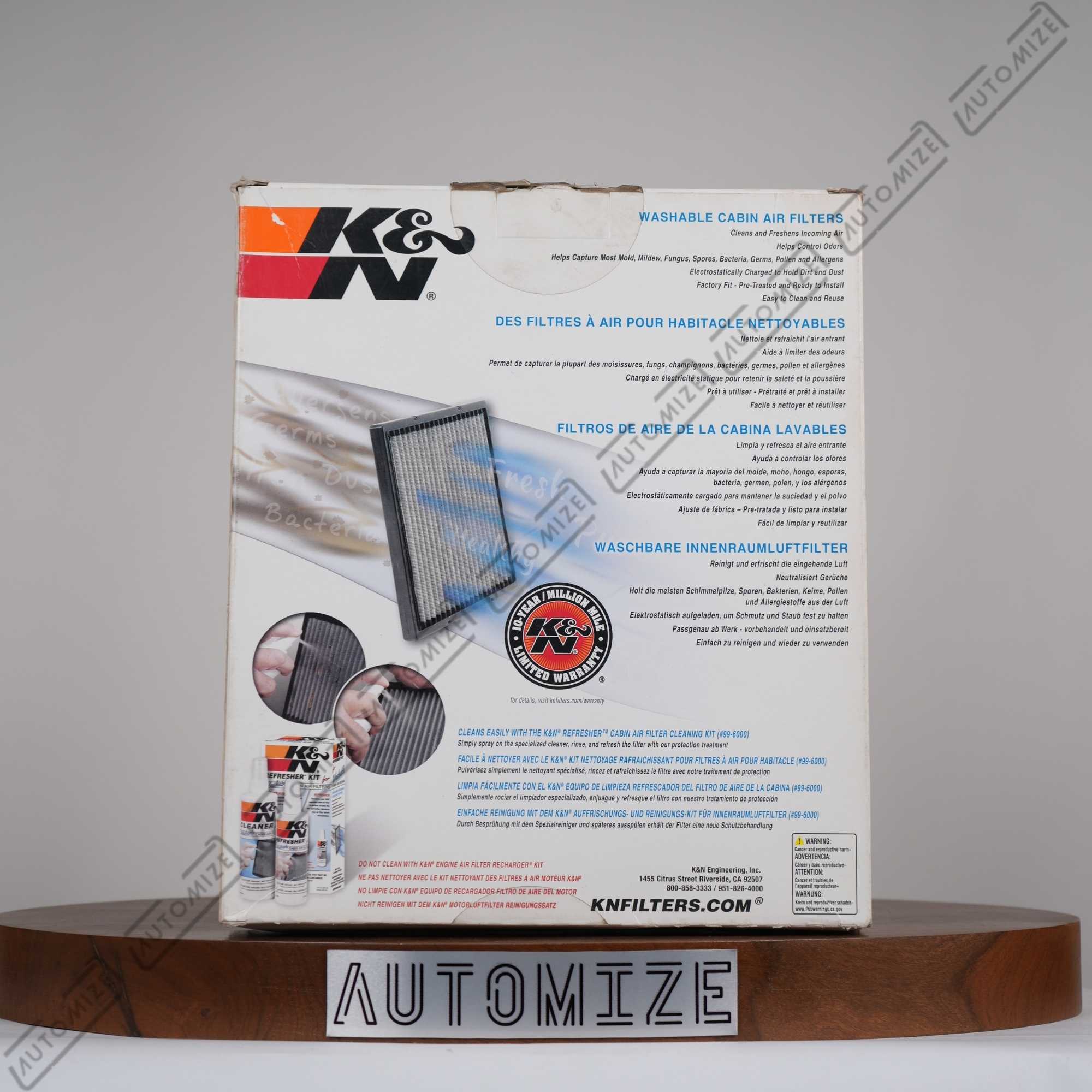 K&N Washable Cabin Air Filter VF2001