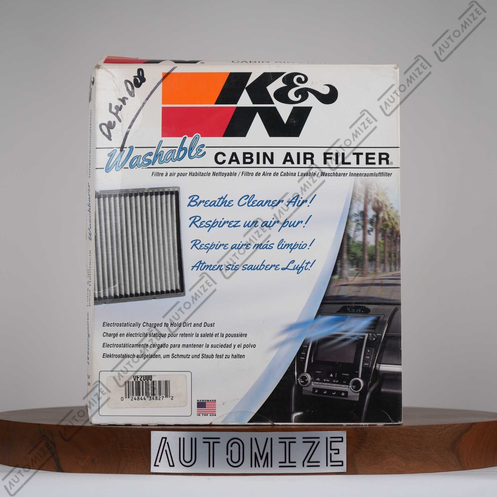 K&N Washable Cabin Air Filter VF2000