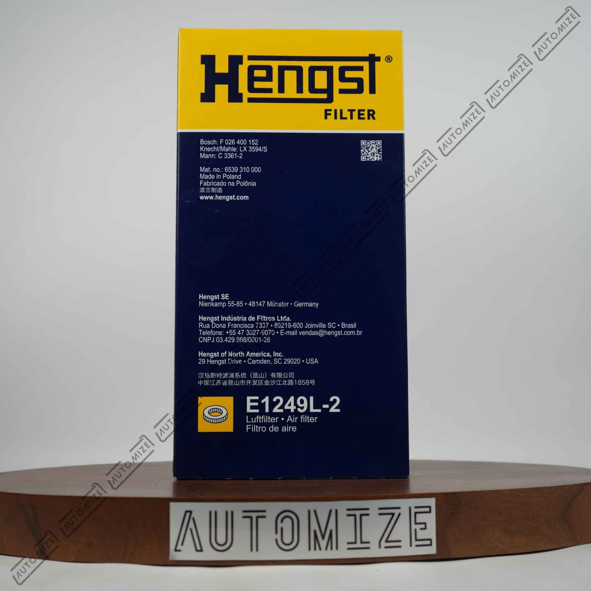 Hengst Air Filter E1249L-2 Pair