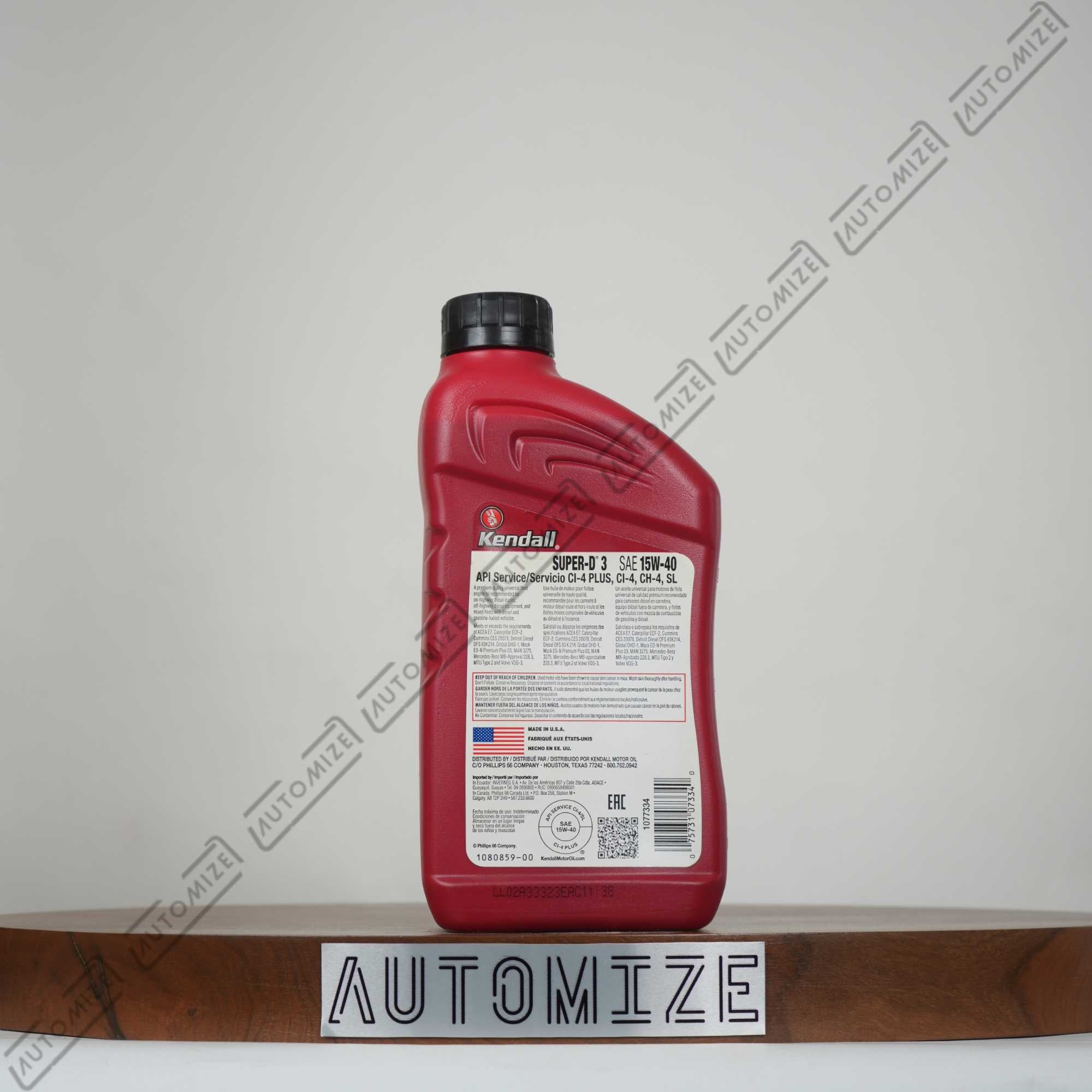 Kendall Super D-3 Diesel Engine Oil Premium SAE 15W-40 (946ml)