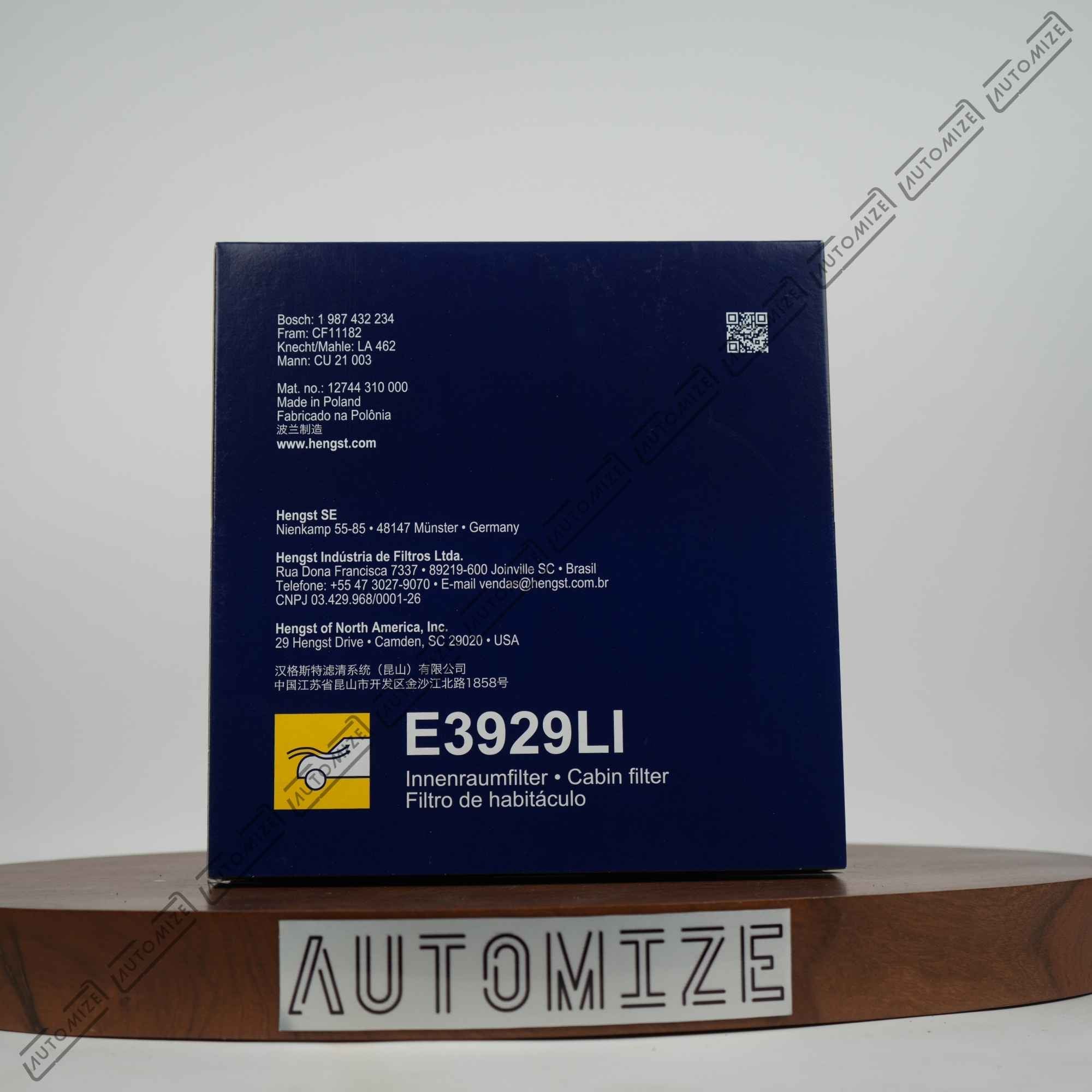 Hengst Cabin Filter E3929LI