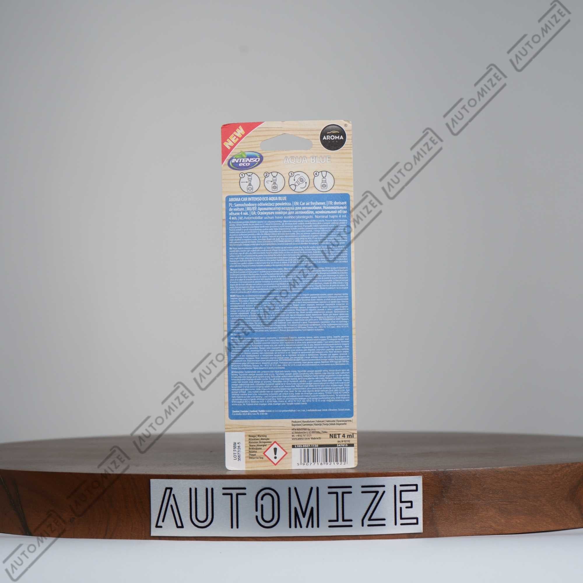 Aroma Intenso Eco Car Perfume - Aqua Blue