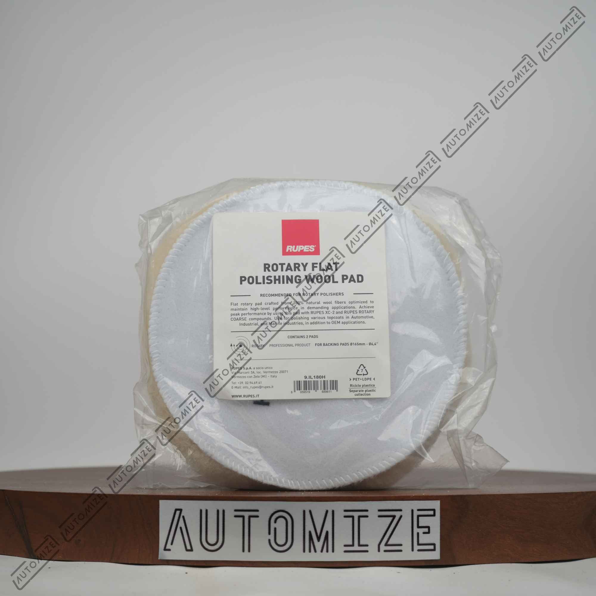 Rupes Rotary Flat Polishing Wool Pads [2-Pack] (IL180H)