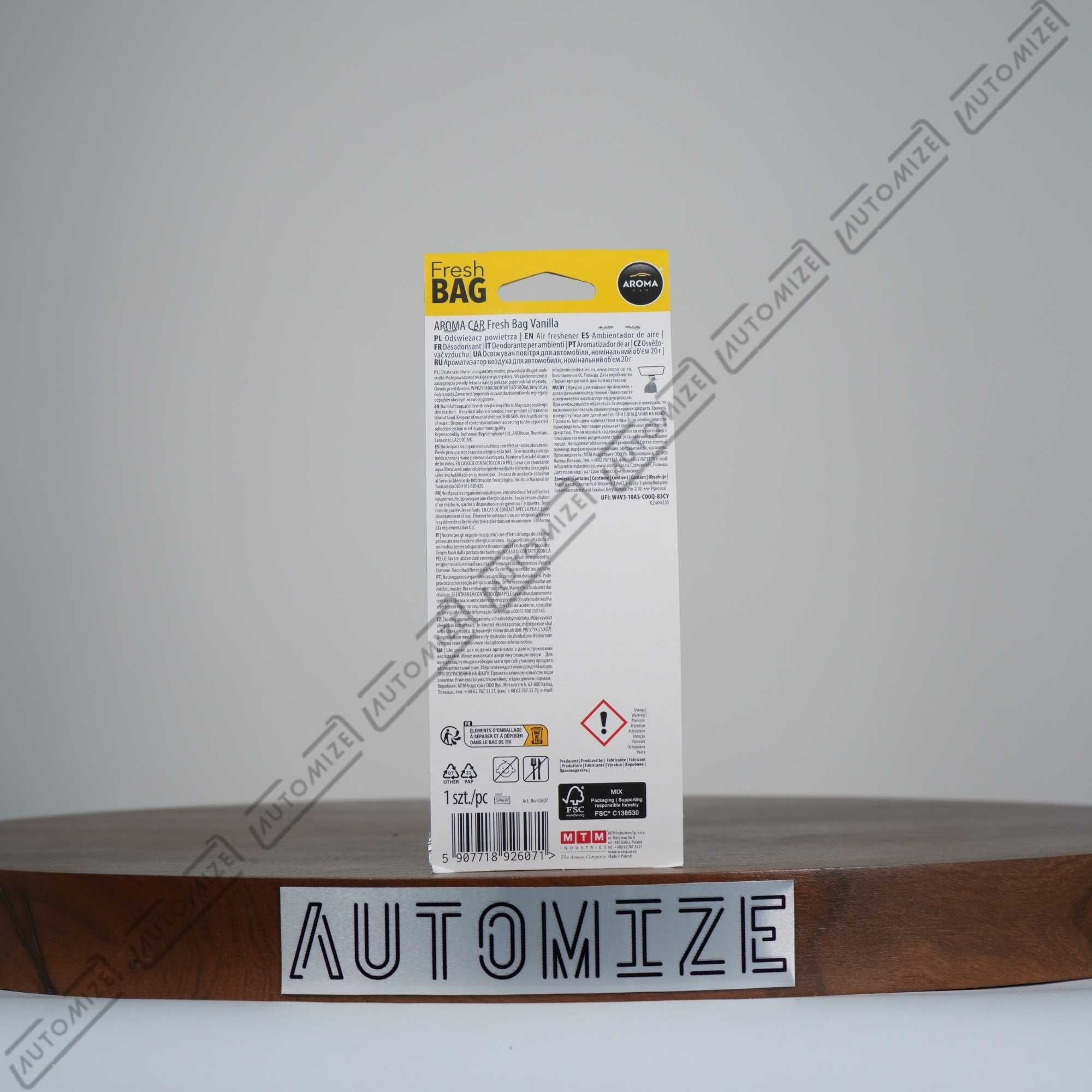 Aroma Car Air Freshener Fresh Bag - Vanilla