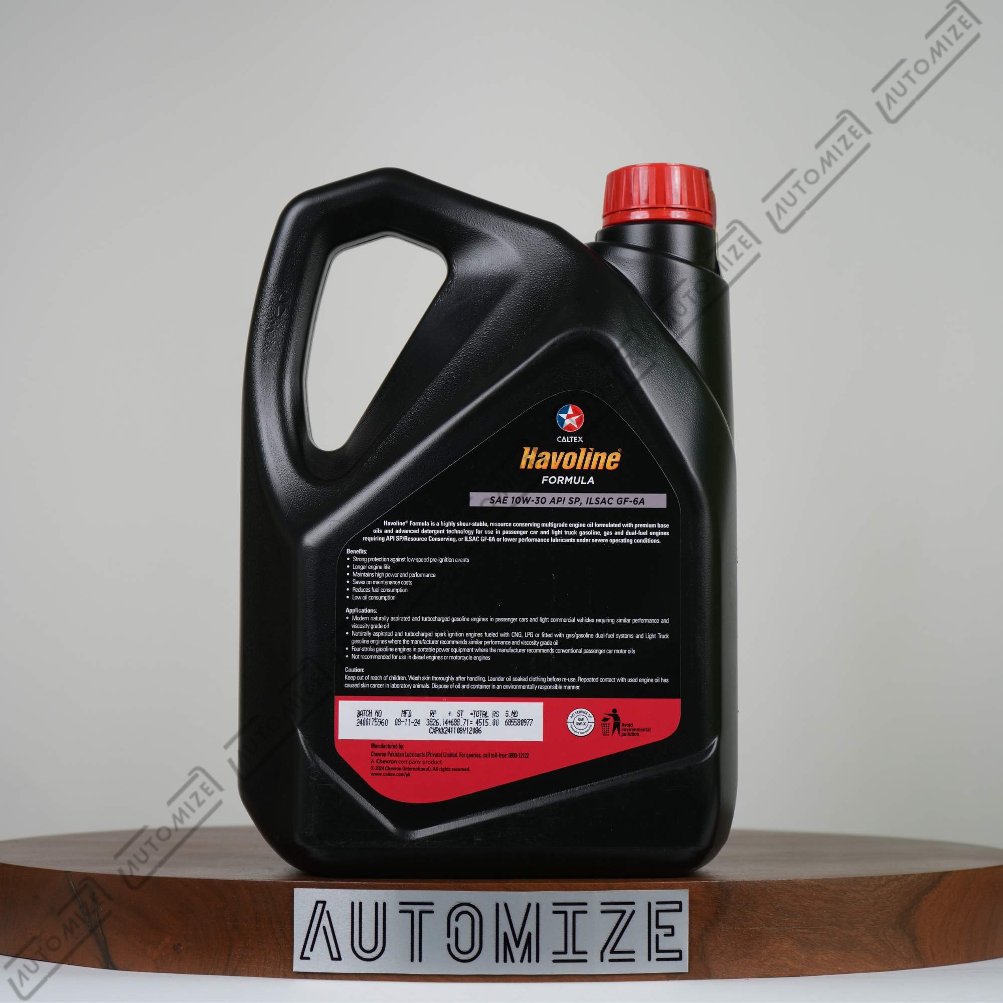 Caltex Havoline SAE 10W - 30 API SP for Gasoline Systems (3l) - Automize