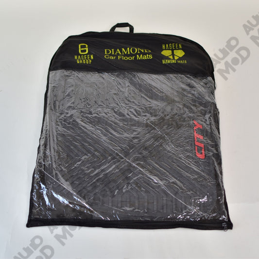 Haseen Diamond Rubber Mats - Black (Honda City 2009 - 2019) - Automize