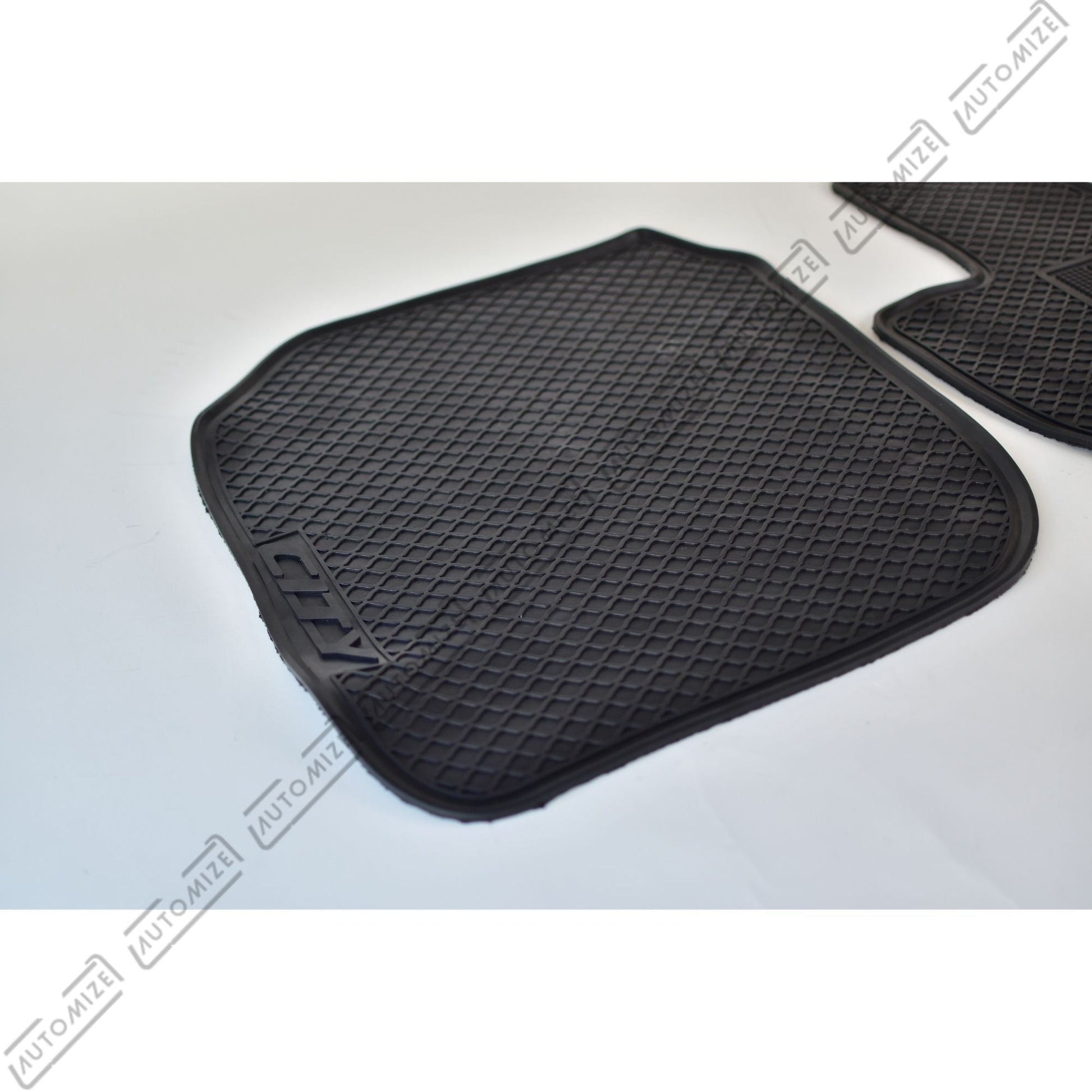 Haseen Diamond Rubber Mats - Black (Honda City 2022) - Automize