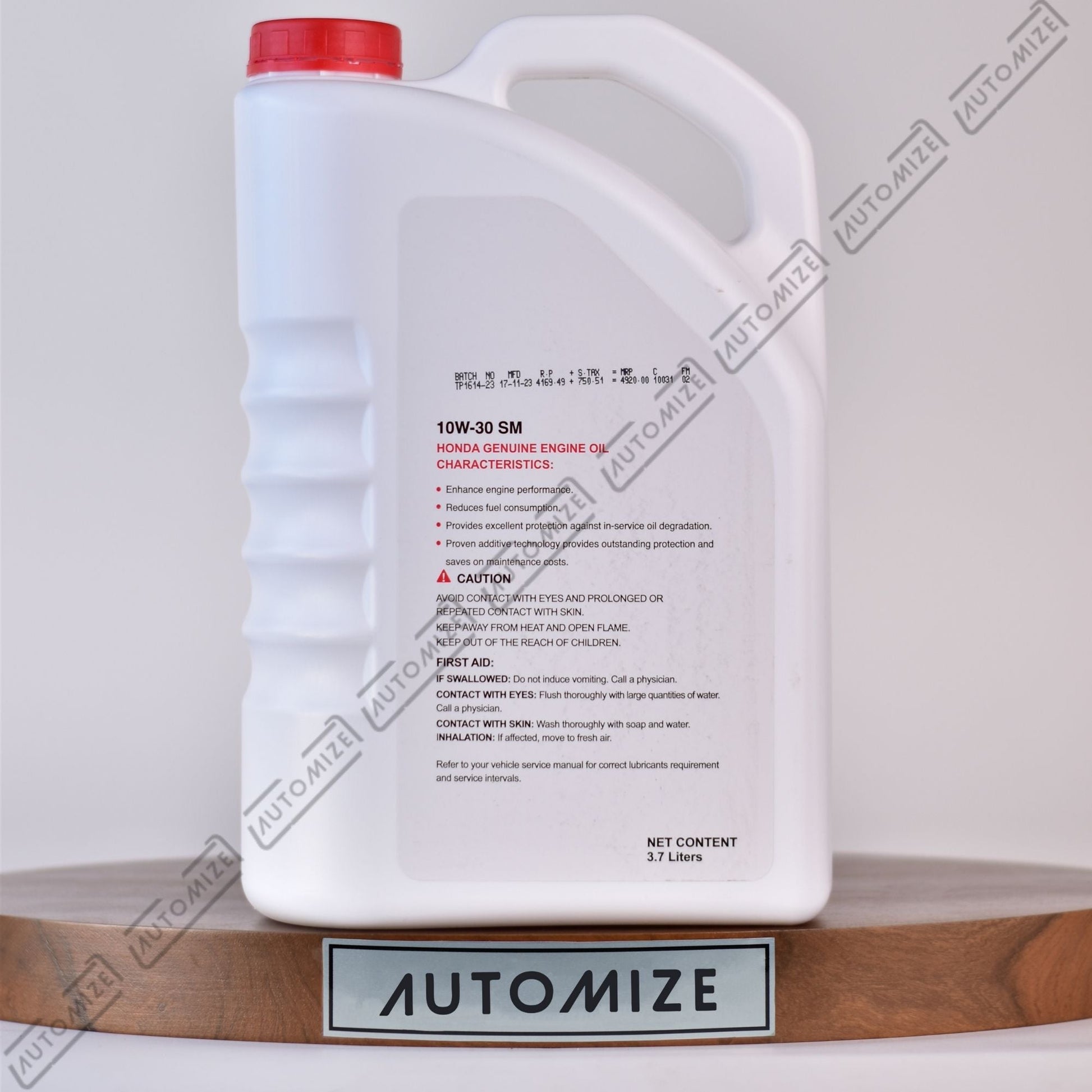 Honda SM 10W - 30 Genuine Engine Oil (3.7l) - Automize