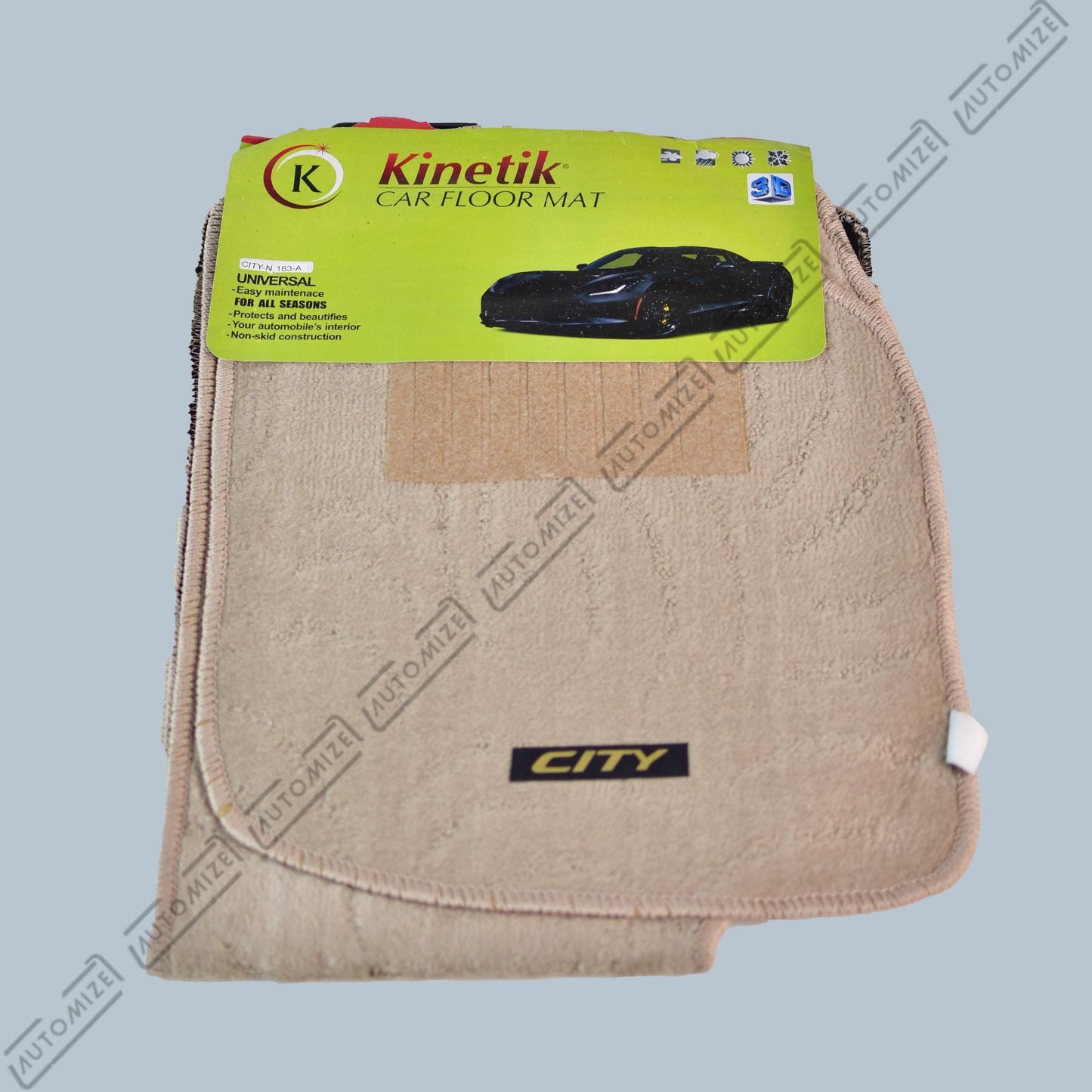 Kinetik Car Floor Mats - Brown/Beige (Honda City) - Automize