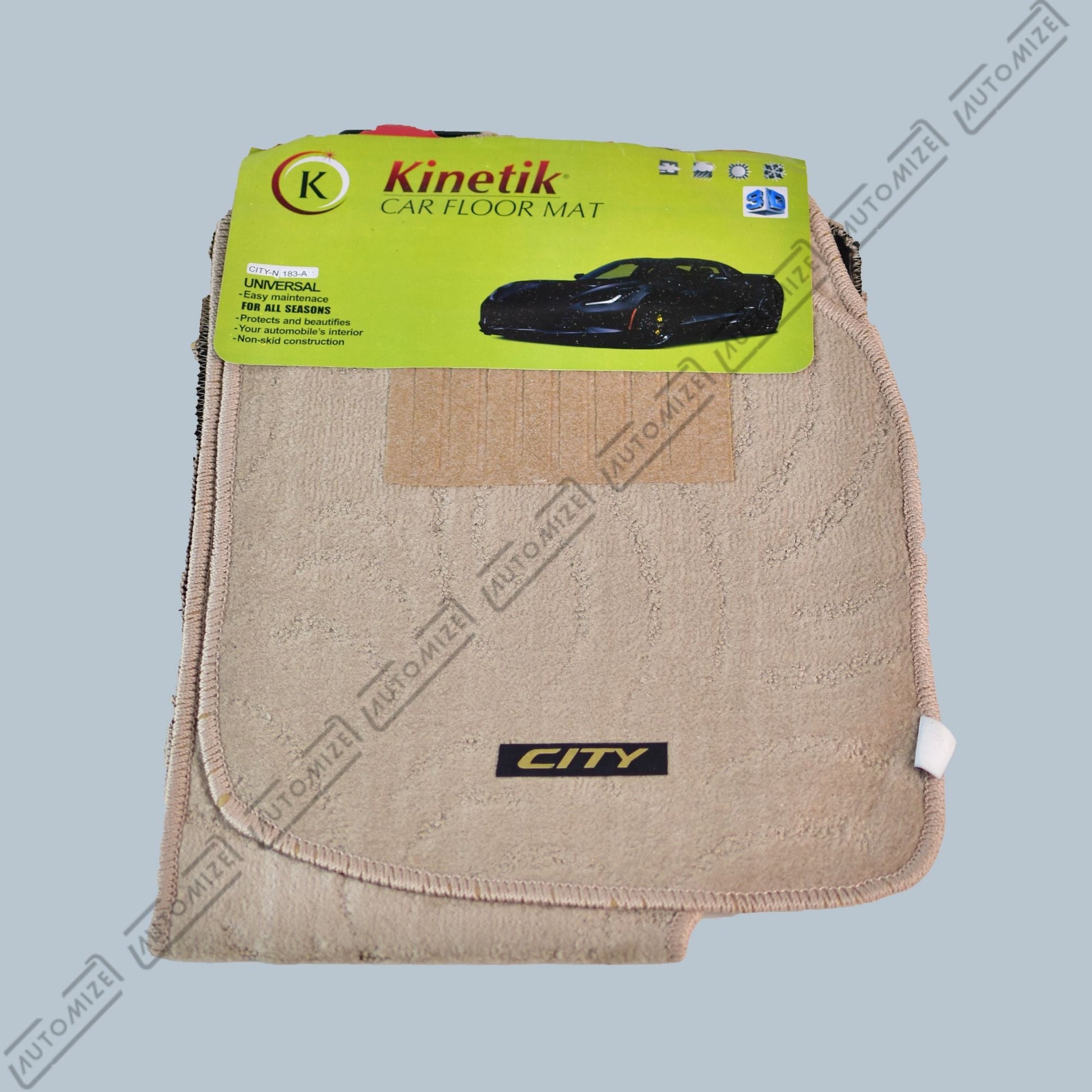 Kinetik Car Floor Mats - Brown/Beige (Honda City) - Automize