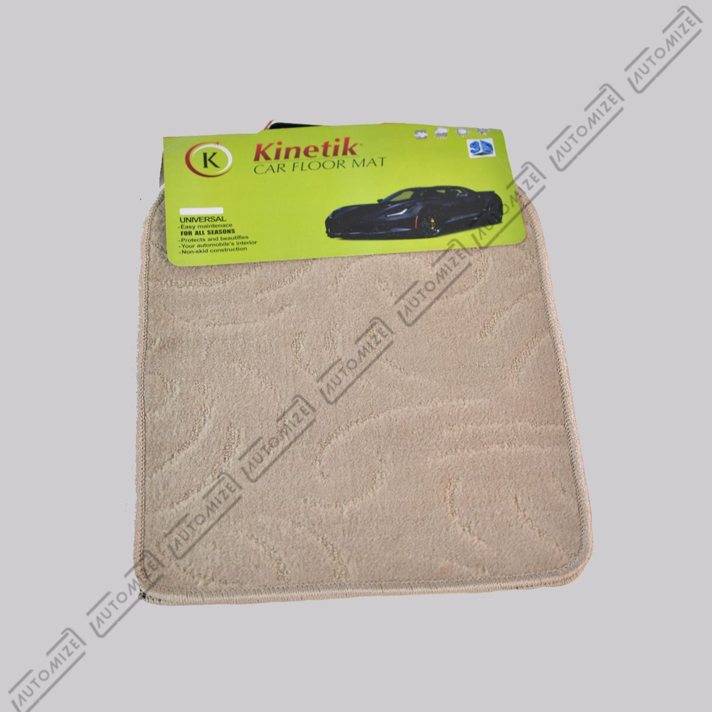 Kinetik Universal Car Floor Mats - Brown - Automize