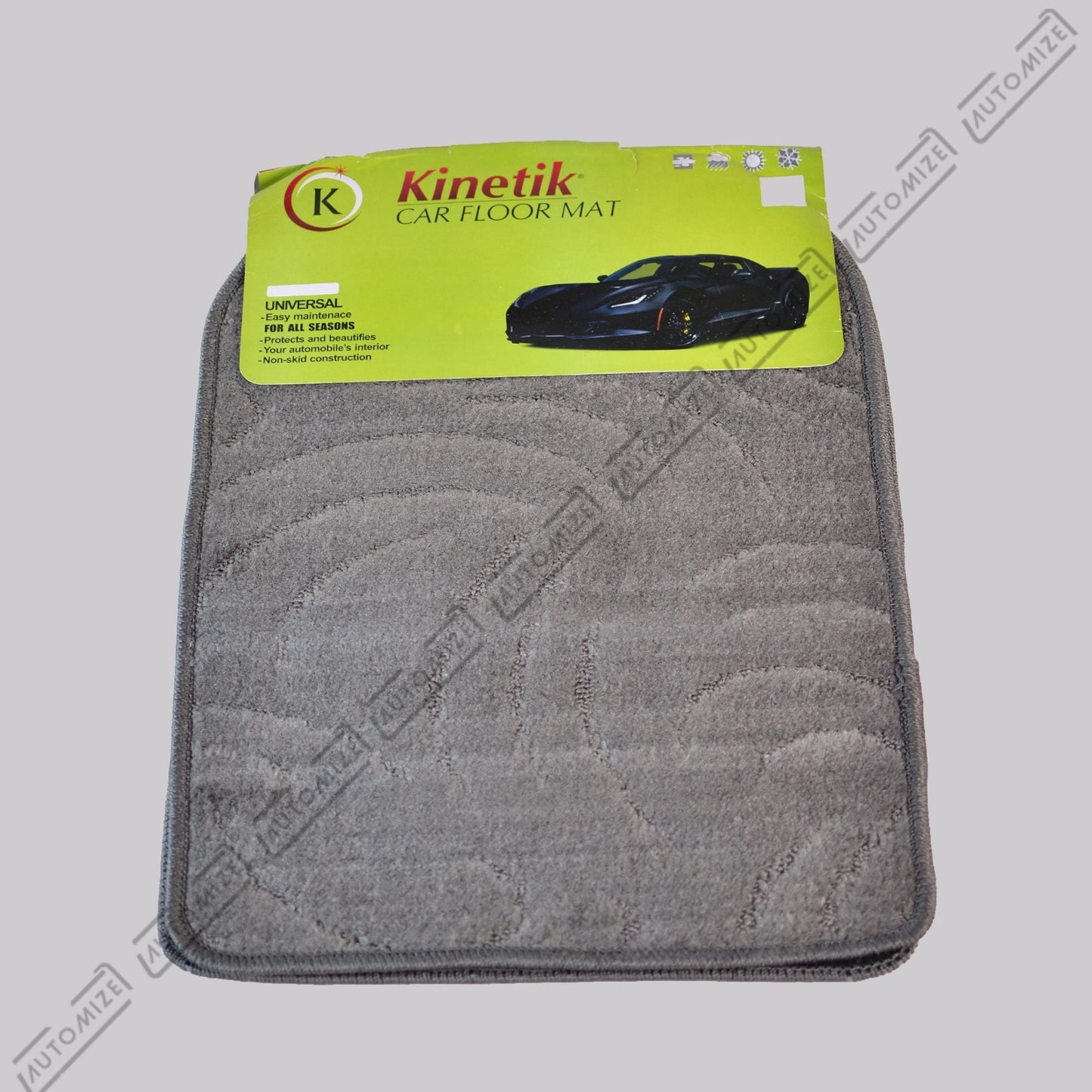 Kinetik Universal Car Floor Mats - Grey - Automize