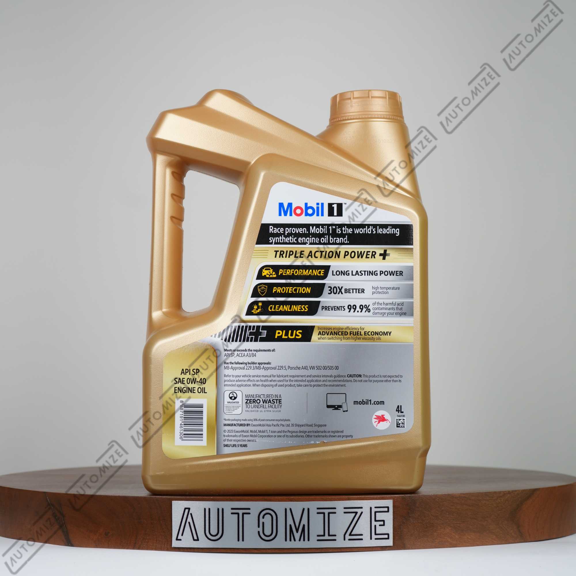 Mobil1 Triple Action Power+ Ultimate Fully Synthetic for Petrol Diesel and Hybrid SAE 0W - 40 (4L) - Automize