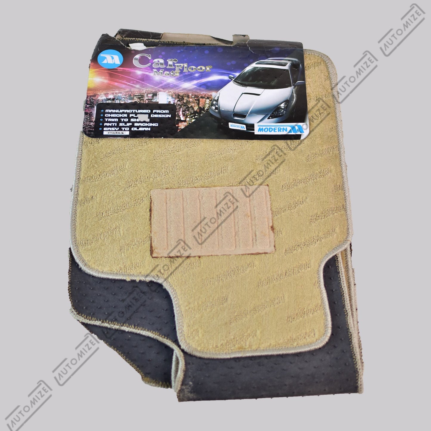 Modern Car Floor Mats - Beige - Automize