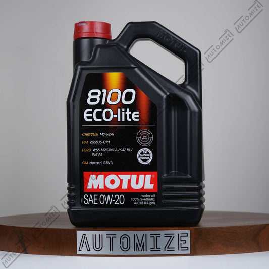 Motul 8100 Eco - lite SAE 0W - 20 Motor Oil Fully Synthetic for Gasoline Engines (4l) - Automize