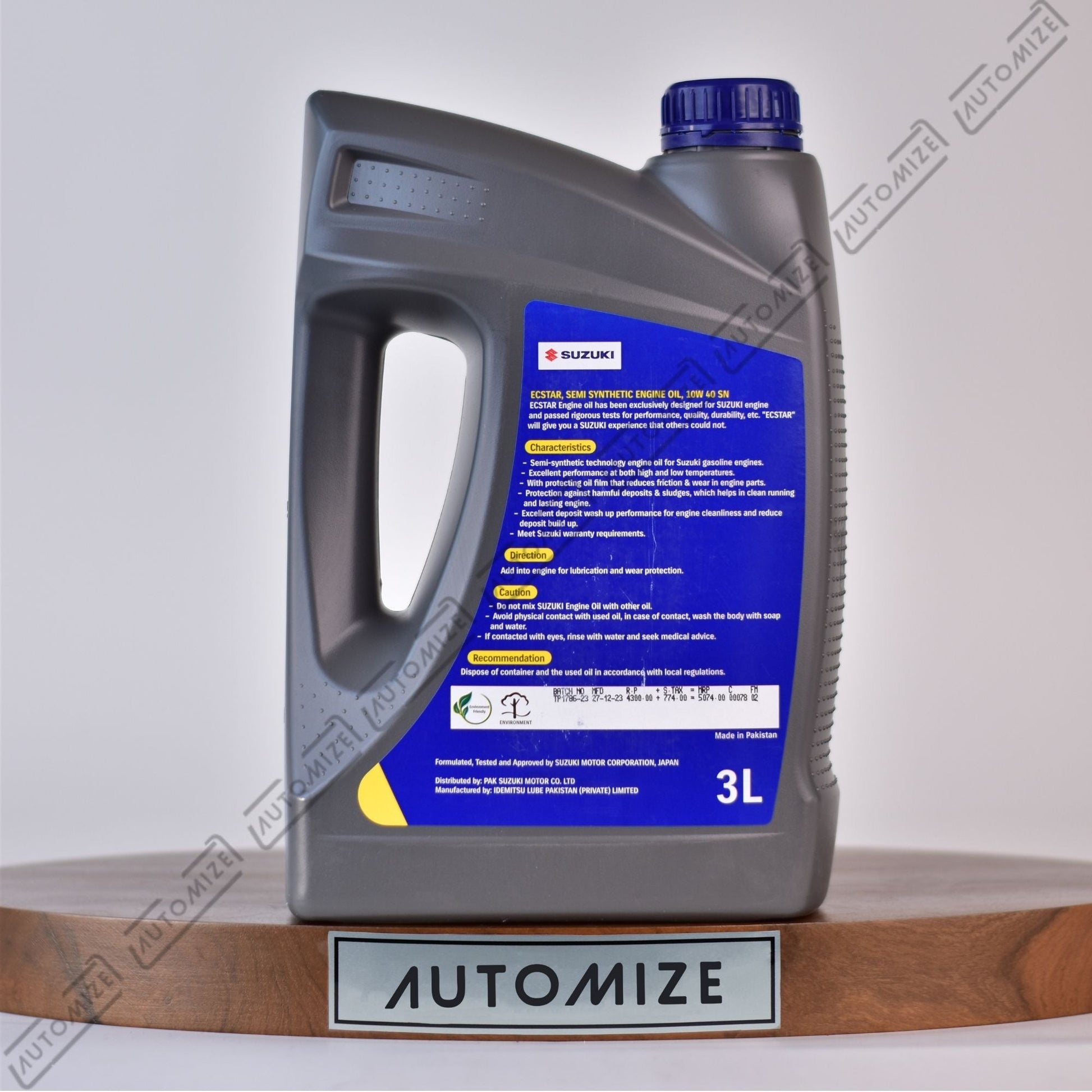 Suzuki F7000 10W - 40 ECSTAR Genuine Automobile Engine Oil - Semi Synthetic (3l) - Automize